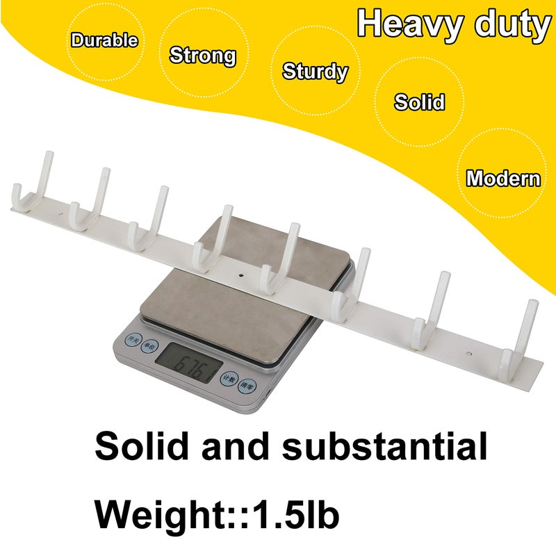 WEBI Coat Rack Wall Mount,8 Hooks,24" Long Coat Hooks Wall Mounted,Coat Hanger Wall,Hook Rack,Jacket Hooks for Hanging Coats,Hat,Clothes,White,2 Packs - Image 5